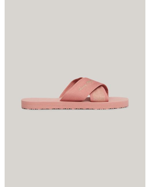 Sandales de plage à brides croisées et logo Tommy Hilfiger en coloris Pink