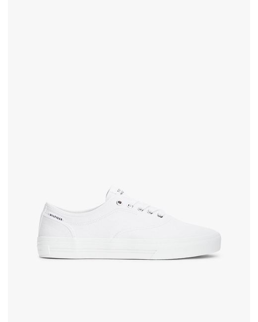 Tommy Hilfiger White Canvas Cupsole Trainers for men