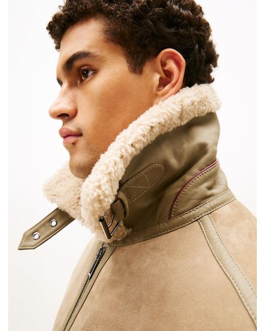 Veste Aviateur Smart Casual En Cuir Zippée Tommy Hilfiger pour homme en coloris Natural