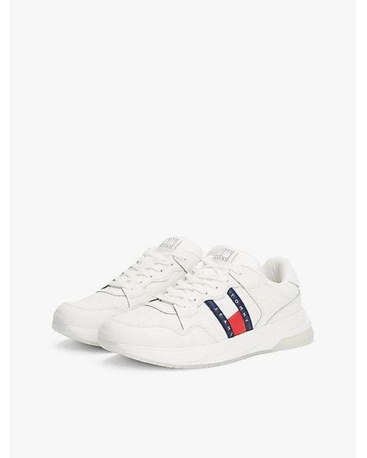 Tommy Hilfiger Sneaker Met Fijn Profiel En Gemengde Texturen in het White voor heren