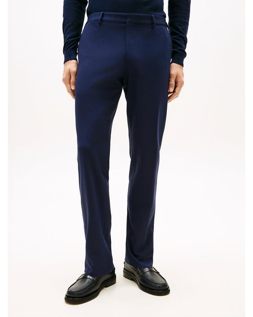 Tommy Hilfiger Blue Jersey Pressed Crease Trousers for men