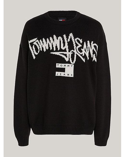 Tommy Hilfiger Sweatshirt Met Graffiti-logo in het Black voor heren