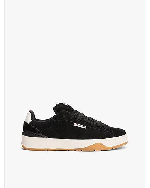 Tommy Hilfiger Suède Sneaker Met Getextureerde Tussenzool in het Black voor heren
