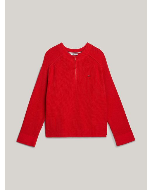 Tommy Hilfiger Red Adaptive Relaxed Half-zip Jumper