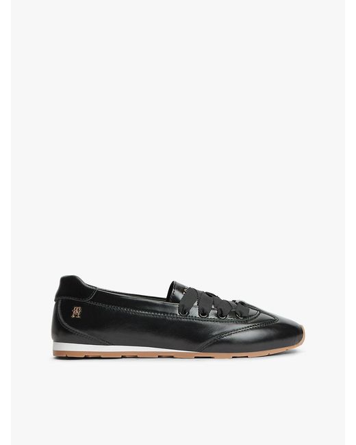 Tommy Hilfiger White Th Monogram Leather Ballet Trainers