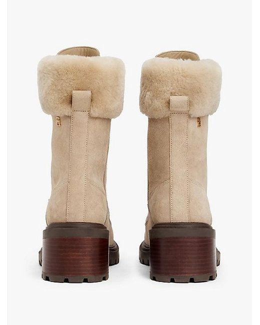 Tommy Hilfiger Suède Veterlaars Met Profielzool in het Natural