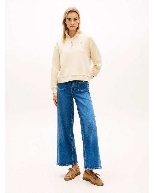 Tommy Hilfiger Natural Logo Embroidery Terry Quarter-Zip Jumper