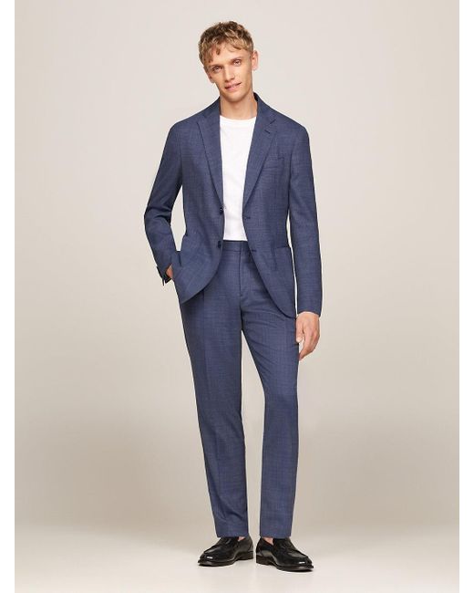 Tommy Hilfiger Blue Prince Of Wales Check Slim Trousers for men