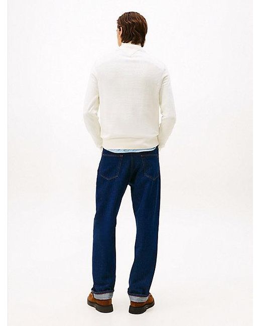 Tommy Hilfiger Half-Zip Trui Met Kasjmier in het White voor heren