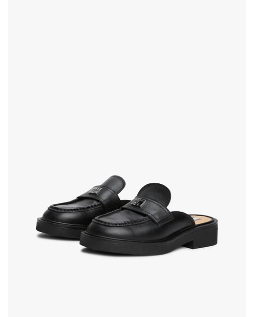 Tommy Hilfiger Black Leather Loafer Mules