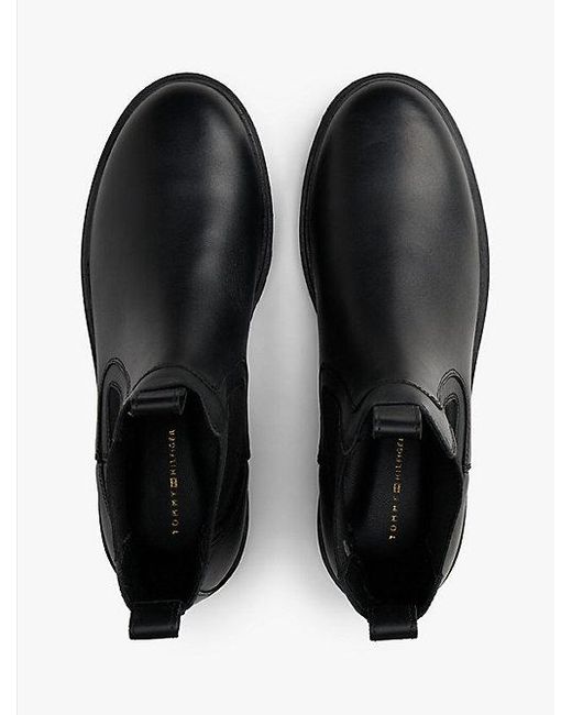 Tommy Hilfiger Leren Chelsea Boot in het Black