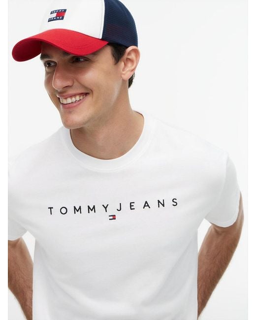 Tommy Hilfiger White Linear Logo Jersey T-shirt for men