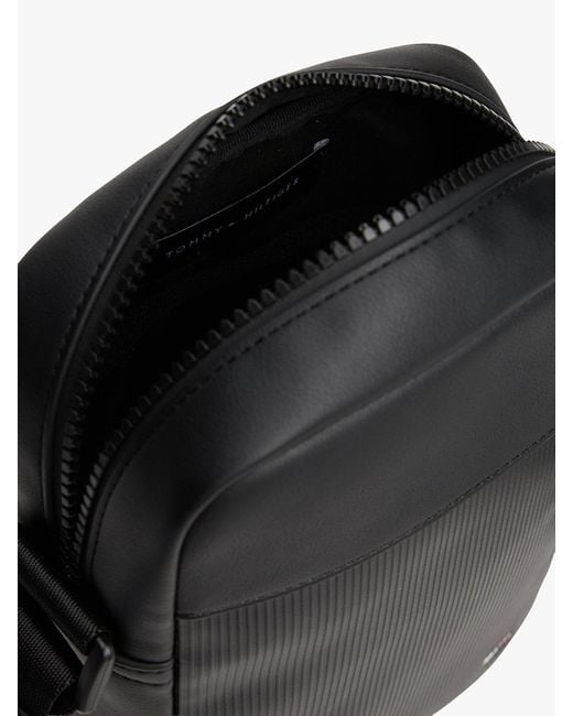 Tommy Hilfiger Black Hilfiger Flag Ribbed Crossbody Reporter Bag for men