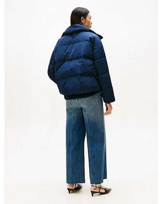 Tommy Hilfiger Pufferdonsjack Met Geborduurd Embleem in het Blue