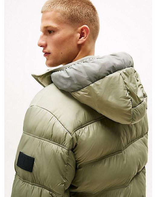 Tommy Hilfiger Puffer-Jacke Mit Logo Auf Kapuze in Green für Herren