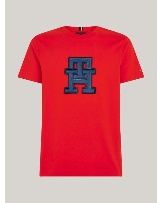 T-shirt à monogramme appliqué Tommy Hilfiger pour homme en coloris Red