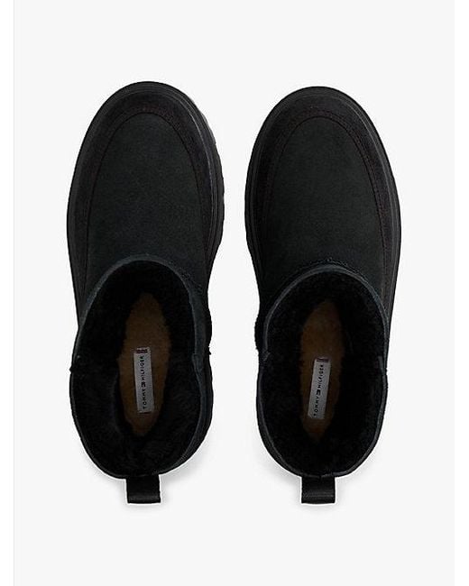 Botas De Nieve En Piel Con Suela Dentada Tommy Hilfiger de color Black