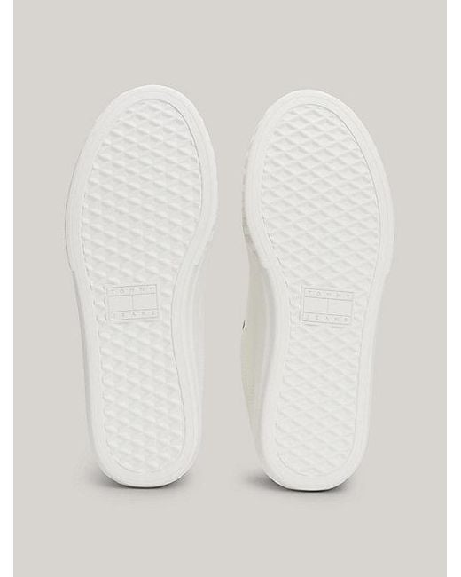 Tommy Hilfiger Essential Leren Sneaker Met Cupsole En Logo in het White
