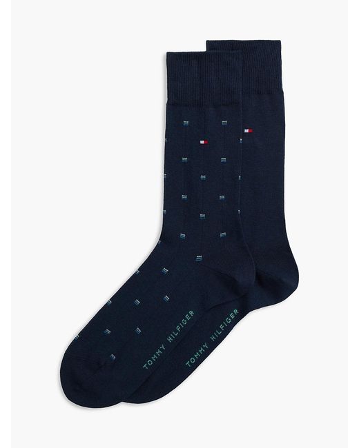 Tommy Hilfiger Blue 2-Pack Micro Pattern Flag Embroidery Socks for men