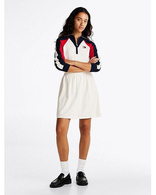 Minivestido Sudadera Con Diseño Color Block Tommy Hilfiger de color White