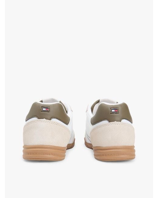 Tommy Hilfiger White Mixed Texture Cupsole Trainers With Leather for men
