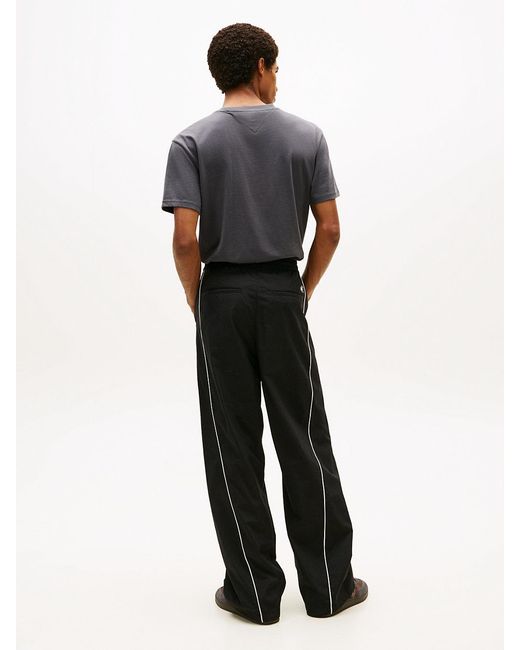 Tommy Hilfiger Black Theo Water Resistant Parachute Trousers for men