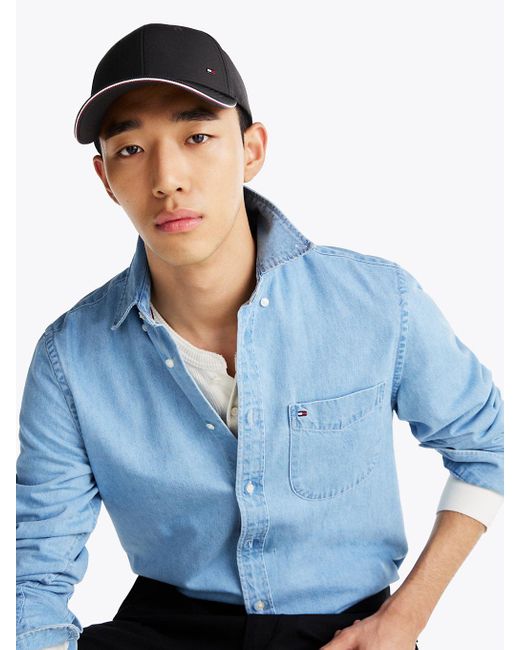 Tommy Hilfiger Black Corporate Enamel Flag Baseball Cap for men