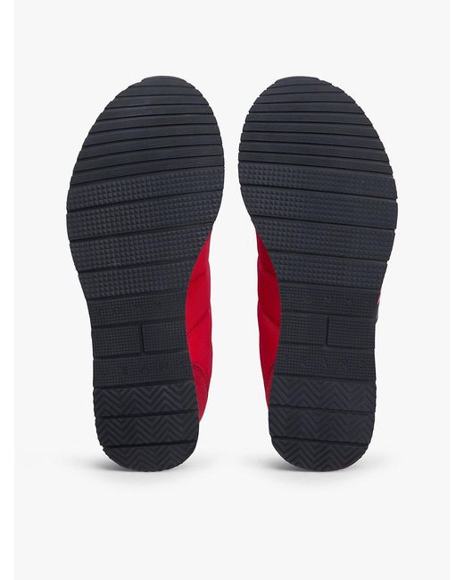 Tommy Hilfiger Red Logo Mixed Texture Trainers for men