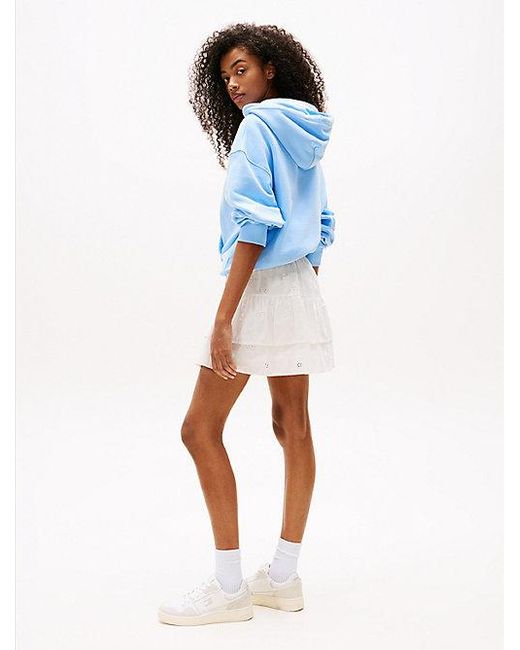Minifalda A Capas Con Diseño Calado Tommy Hilfiger de color Blue