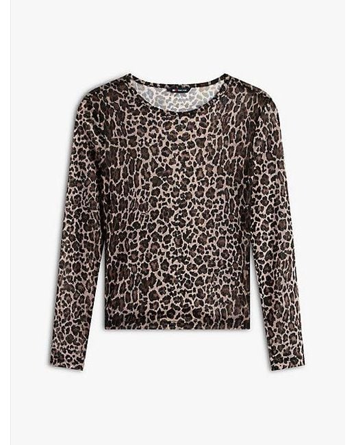 Tommy Hilfiger Mesh Top Met Lange Mouwen En Luipaardprint in het Blue