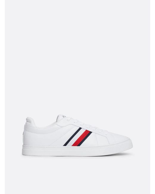 Tommy Hilfiger White Leather Signature Tape Court Trainers for men