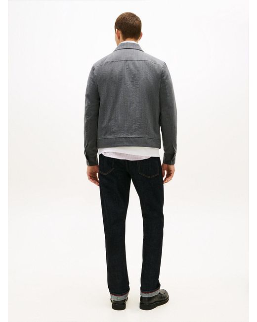 Tommy Hilfiger Gray Smart Casual Wool Blend Zip-Thru Jacket for men
