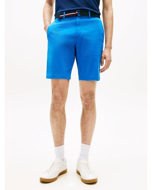 Tommy Hilfiger Blue Denton Straight Fit Belted Chino Shorts for men