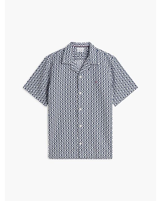 Tommy Hilfiger Red Regular Linen Blend Print Short Sleeve Shirt for men