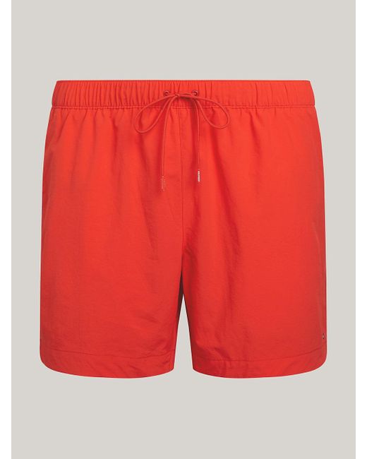 Tommy Hilfiger Red Plus Th Essential Drawstring Mid Length Swim Shorts for men