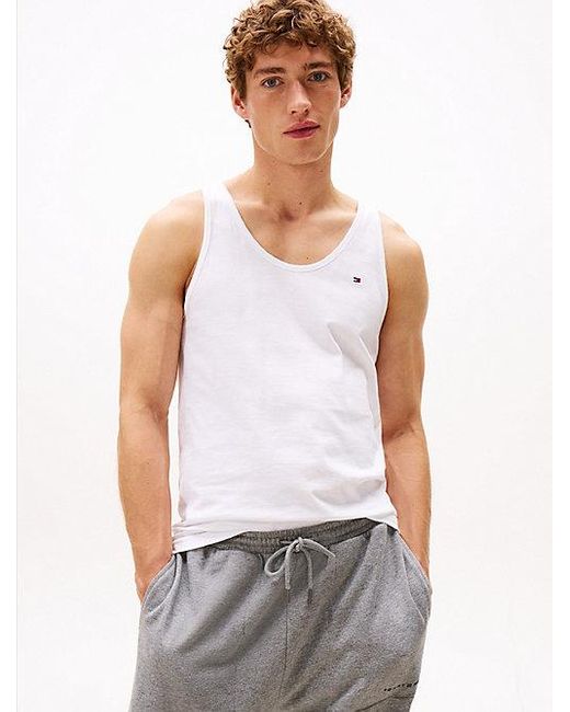 Tommy Hilfiger Signature Set Van 3 Tanktops Met Geborduurde Vlag in het Blue voor heren