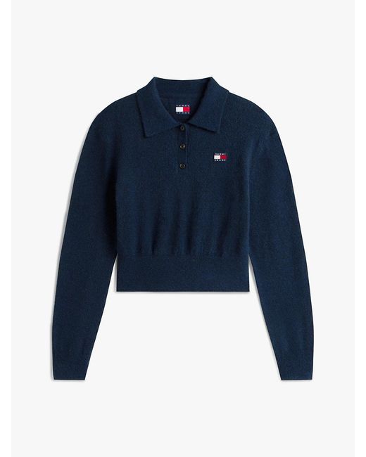 Tommy Hilfiger Blue Tommy Badge Polo Jumper With Alpaca