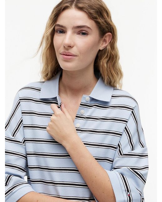 Tommy Hilfiger Red Oversized Fit Stripe Polo Shirt