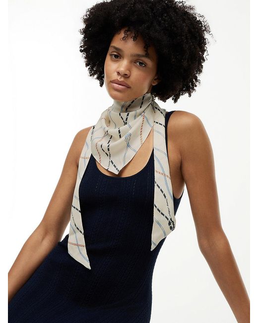 Tommy Hilfiger White Rope Print Pure Silk Scarf