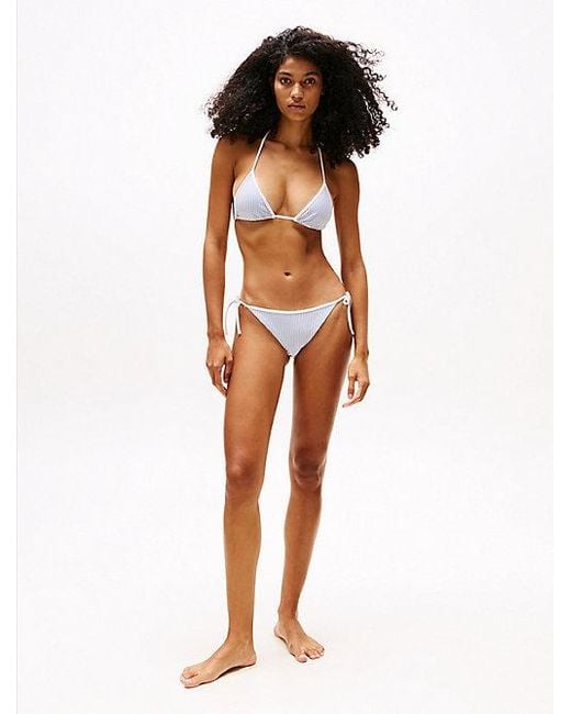 Tommy Hilfiger Geribde Triangelbikinitop in het Gray