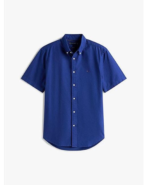 Tommy Hilfiger Regular Fit Oxford Overhemd Met Korte Mouwen in het Blue voor heren
