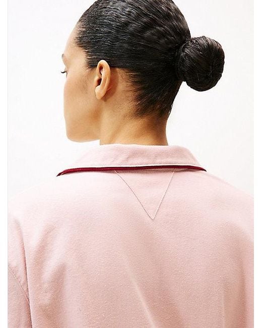 Tommy Hilfiger Pink Essential Pyjama-Hemd Aus Fischgrät-Flanell