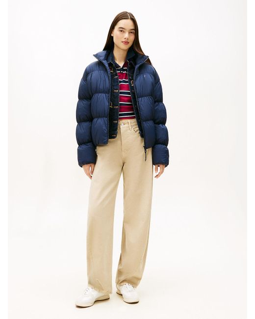 Tommy Hilfiger Blue Ruched Down Puffer Jacket