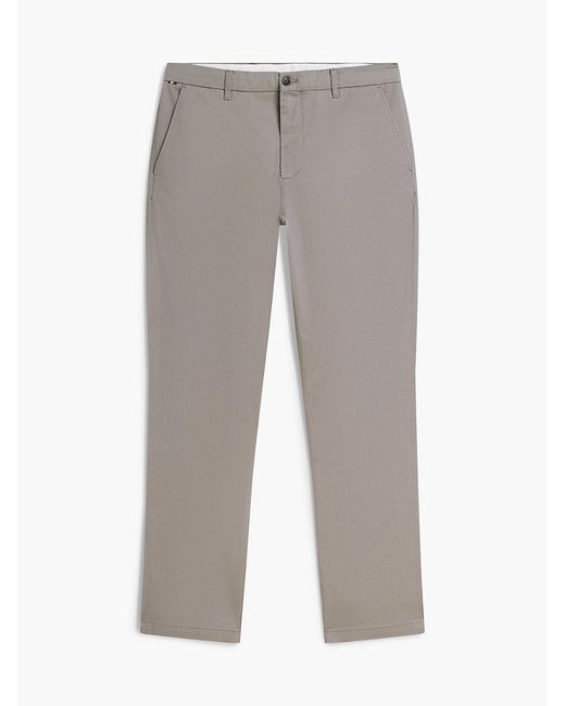 Tommy Hilfiger Gray Denton Slim Straight Textured Chinos for men