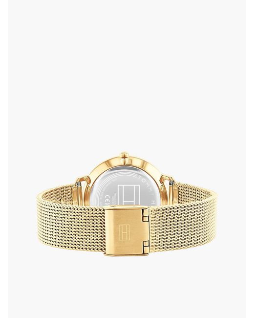 Tommy Hilfiger Green Th Monogram-Plated Mesh Strap Watch