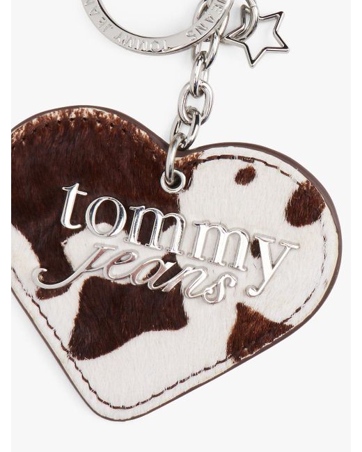 Tommy Hilfiger White Cow Print Plaque Heart Charm
