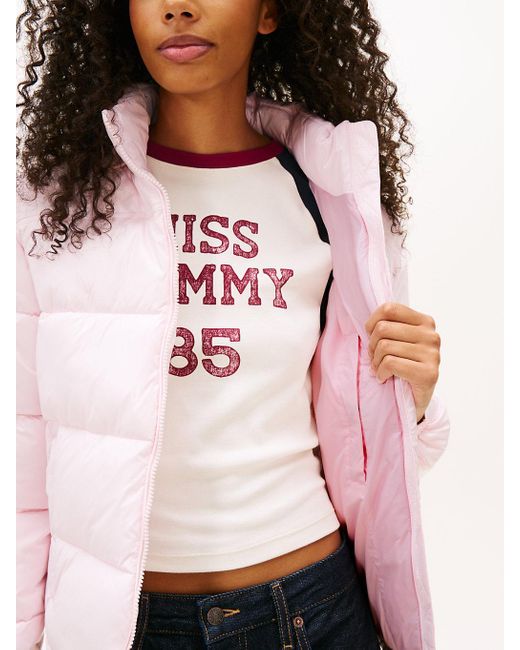 Tommy Hilfiger Pink Packable Shiny Puffer Jacket