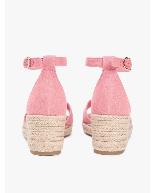 Tommy Hilfiger Pink Hemp Crossover Strap Wedge Espadrilles