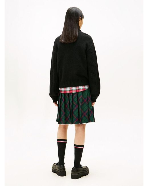 Tommy Hilfiger Black Tommy Flag Intarsia Relaxed Turtleneck Jumper
