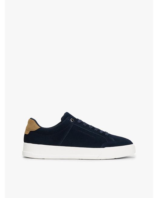 Tommy Hilfiger White Suede Chunky Sole Court Trainers for men